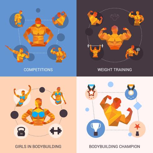 Bodybuilding Polygonal Set vector