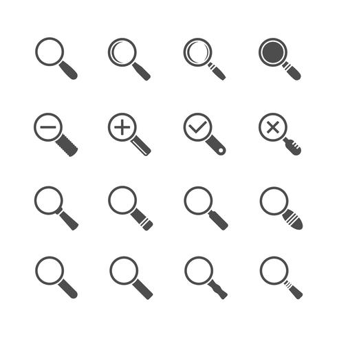 Magnifying icon set vector