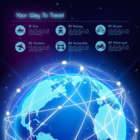 Network travel background vector