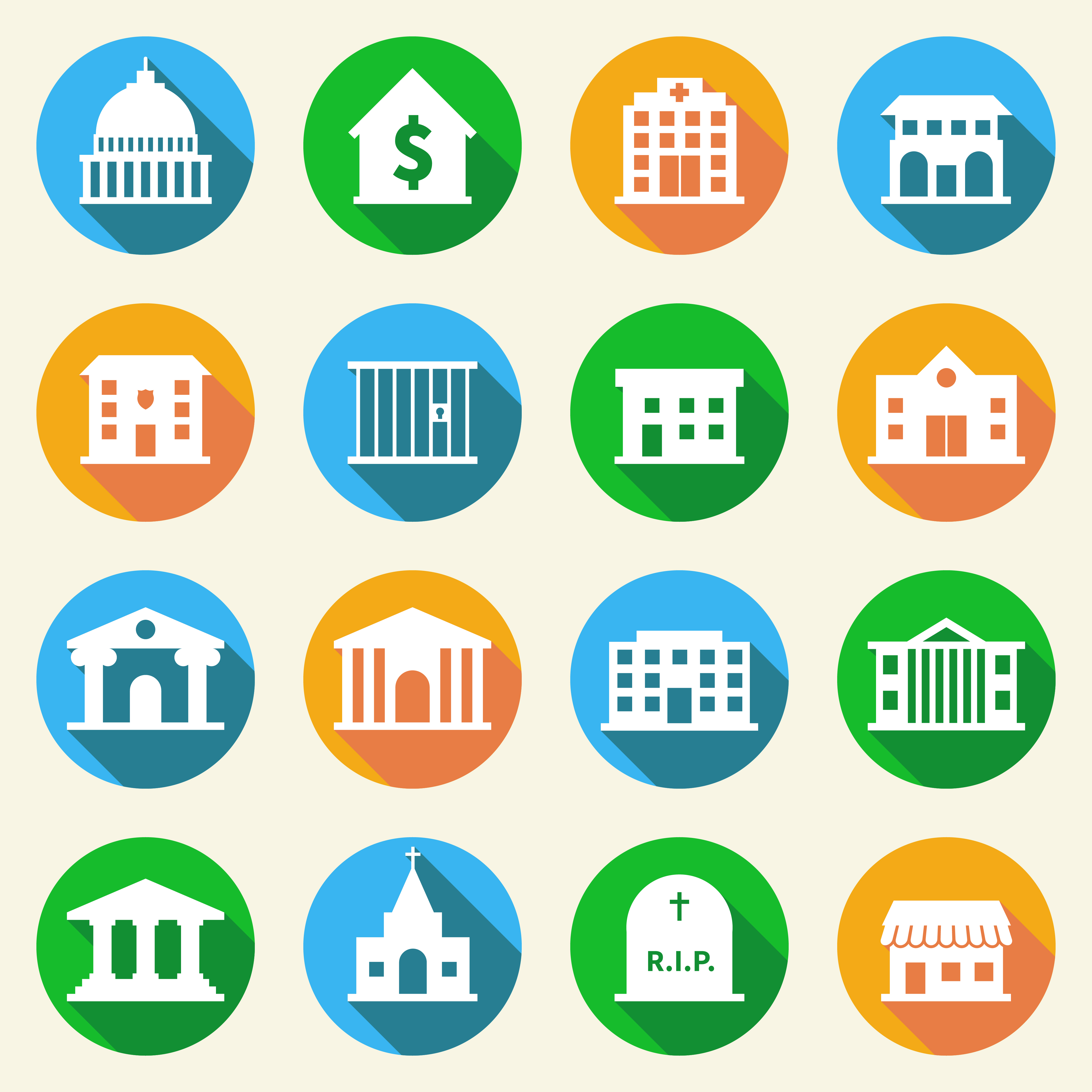 Download Government Buildings Icons Flat 459771 - Download Free Vectors, Clipart Graphics & Vector Art