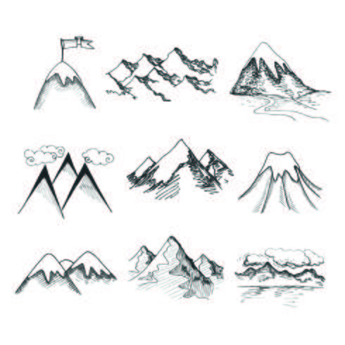 Mountain top icons vector