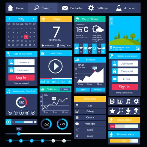 Flat user interface template vector