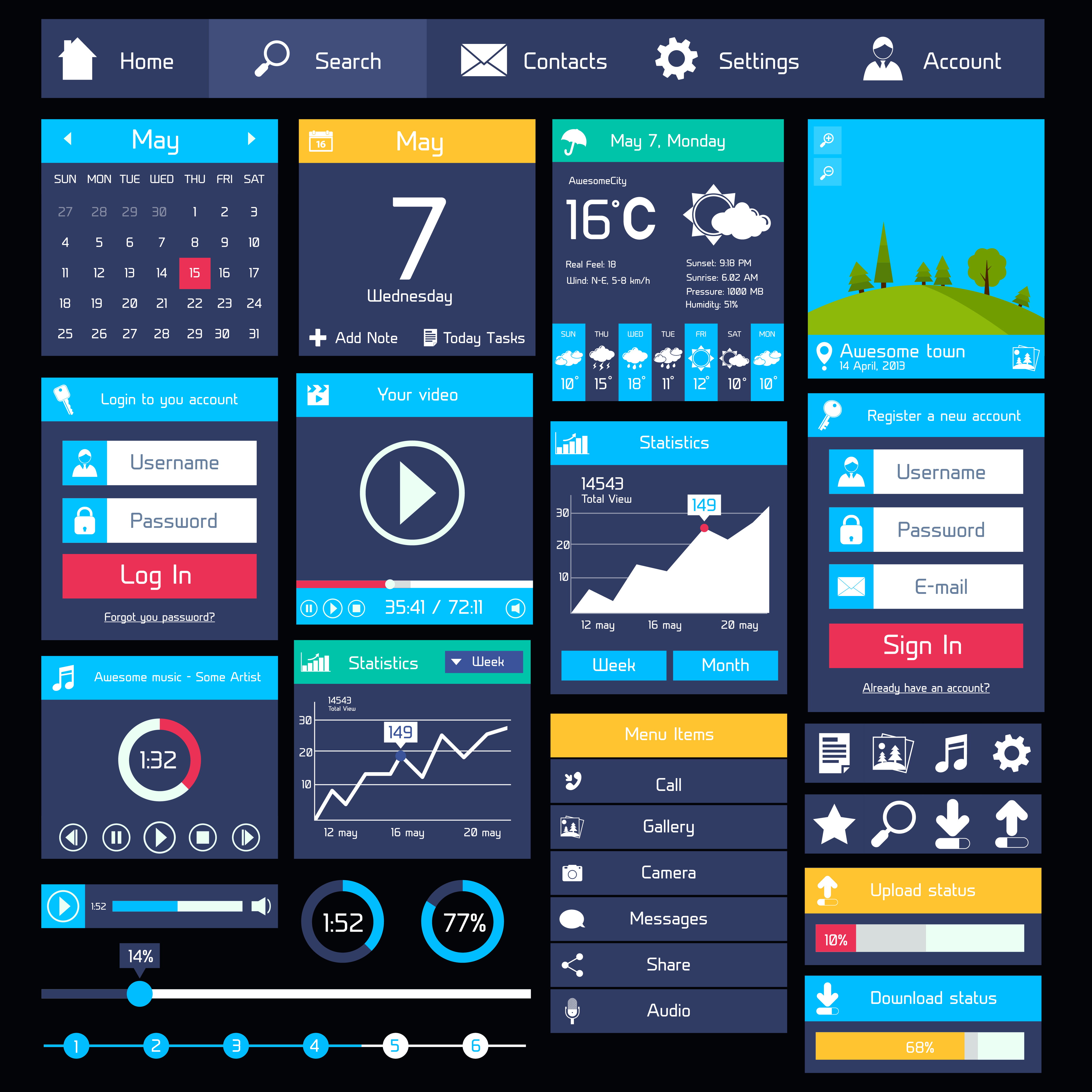 Flat User Interface Template 459812 Vector Art At Vecteezy