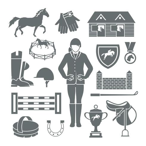 Jockey Icons Black vector