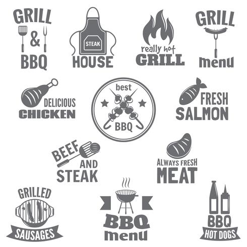 Bbq grill label vector