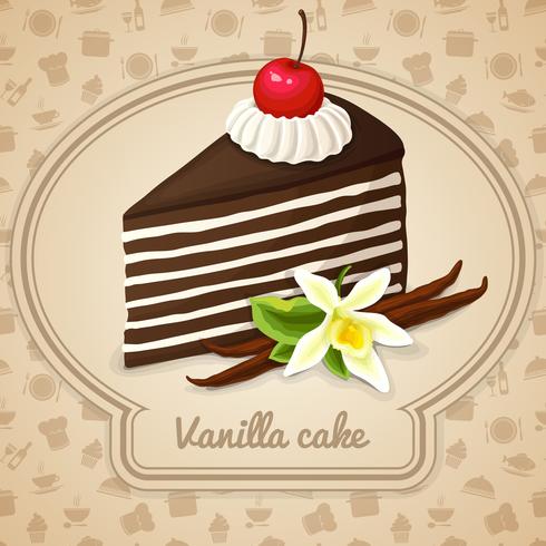 Vanilla layered cake poster vector