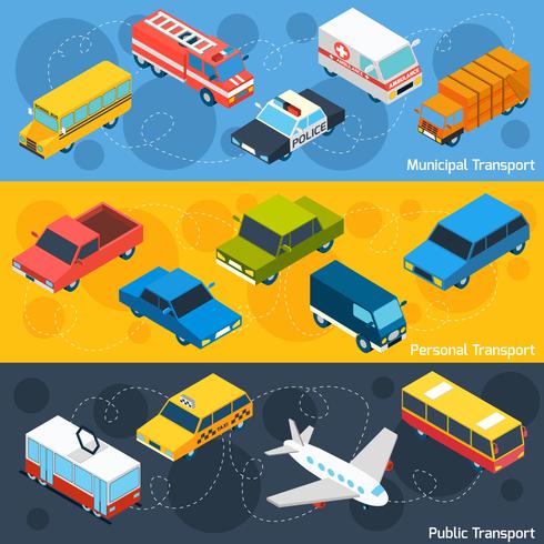 Transport Isometric Banner Set vector