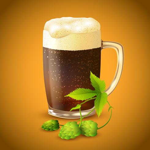 Dark beer and hop background vector