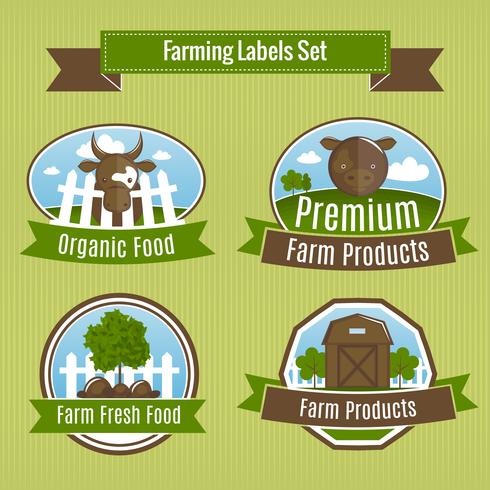 Farming harvesting and agriculture badges vector