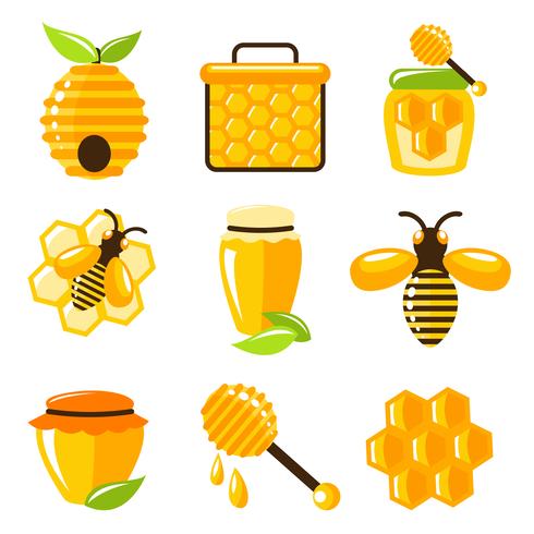 Honey icons set vector