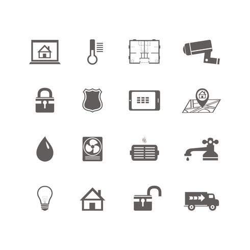 Smart home automation technology icons set vector