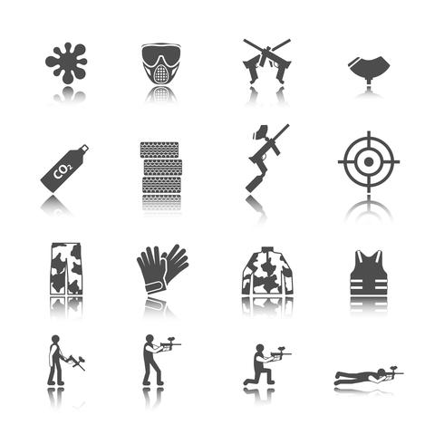 Paintball icon set vector