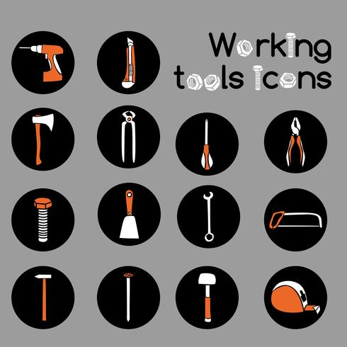 Carpenter Working Tools Icons Set vector