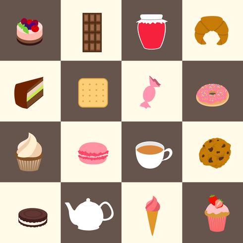 Sweets icons set vector