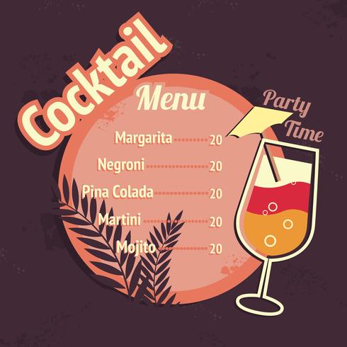 Alcohol cocktails drink menu card template vector