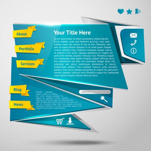 Origami website template vector