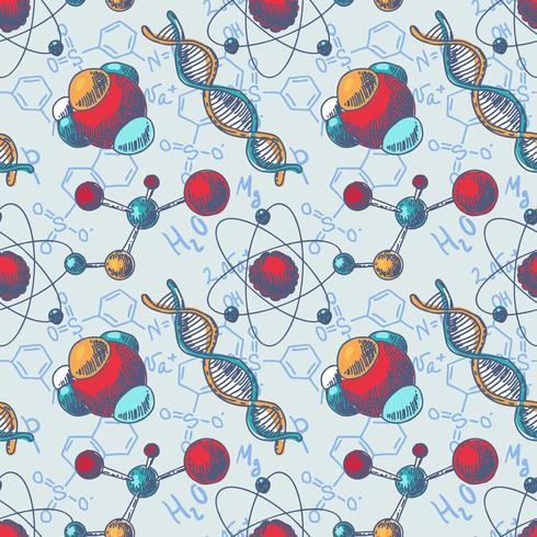 Chemistry seamless dna molecule pattern vector