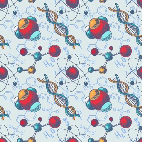 Chemistry seamless dna molecule pattern vector