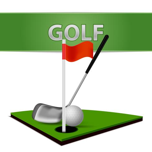 Golf Ball Club and Green Grass Emblem vector