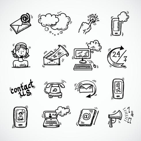 Contact Us Icons Sketch vector