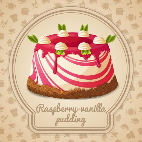 Raspberry vanilla pudding label vector