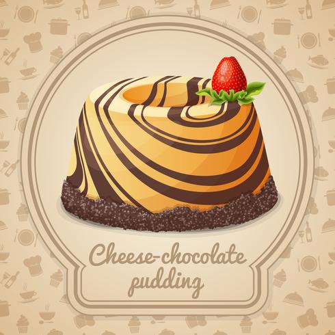 Chocolate cheese pudding emblem vector