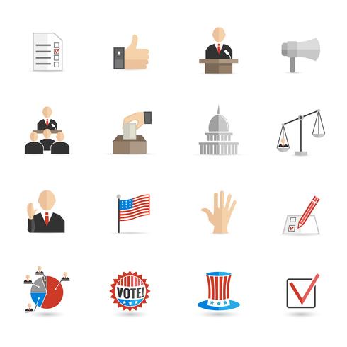 Elections icons flat set vector