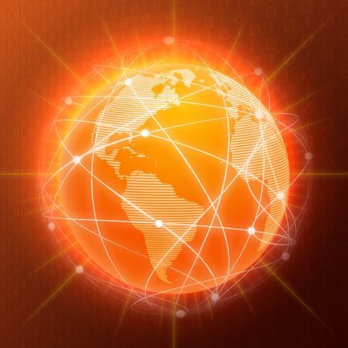 Network globe concept orange vector