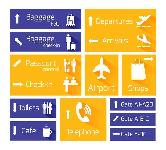 Elementos de diseño infográfico de navegación del aeropuerto vector