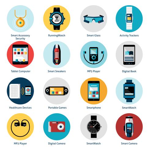 Iconos de tecnología usable vector