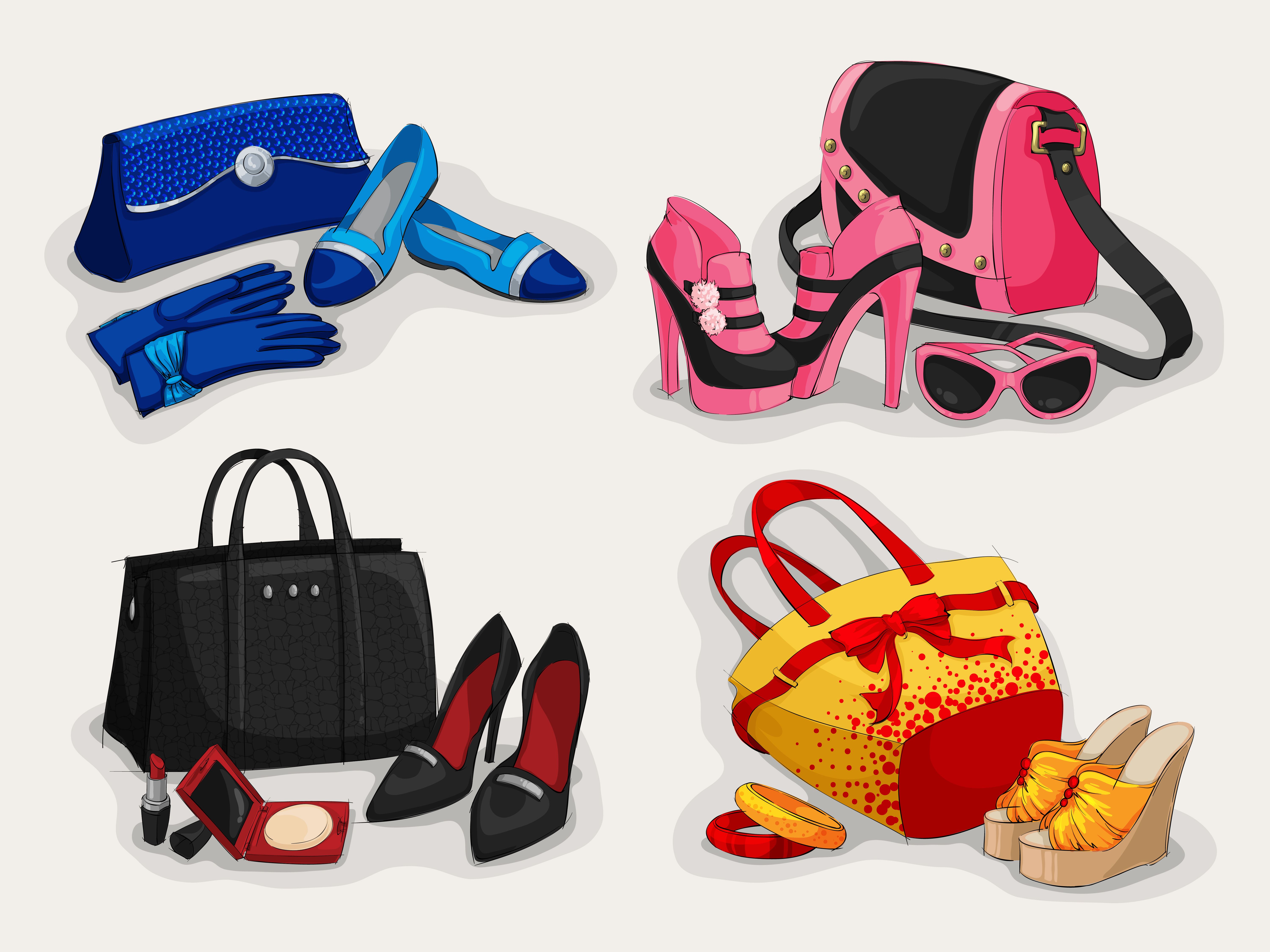 Collection of women bags shoes and accessories 460023 Vector Art