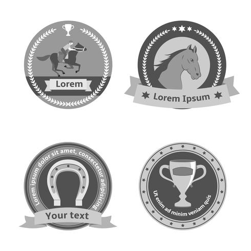 Horseback riding black badges and labels vector