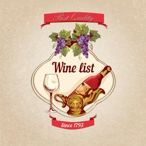 Wine list retro poster vector