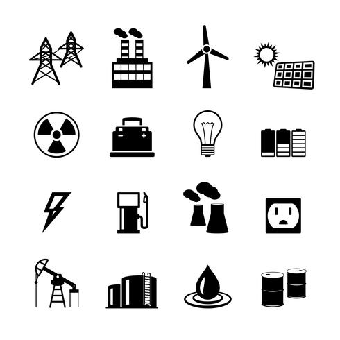 Energy power pictograms collection vector