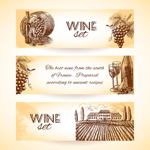 Conjunto de banner de vino vector