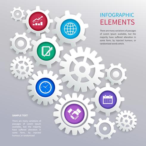 Plantilla de infografías de engranajes vector