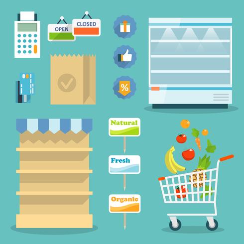 Concepto de internet de compras de alimentos de supermercado vector