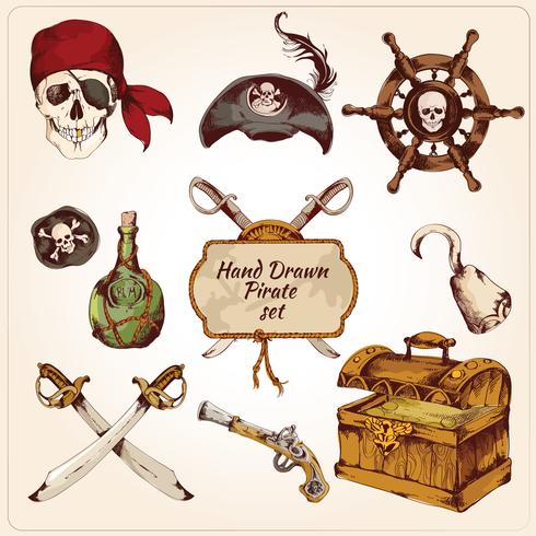 Pirates colored icons set vector