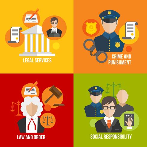 Law flat icons vector