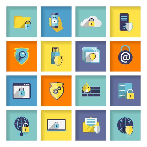 Information technology security icons set vector