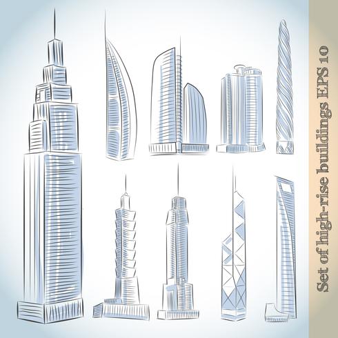 Building Icons Set of Modern Skyscrapers vector