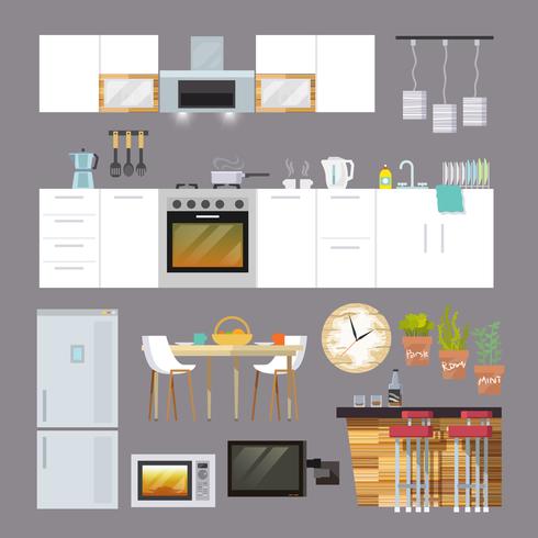 Muebles de cocina planos vector