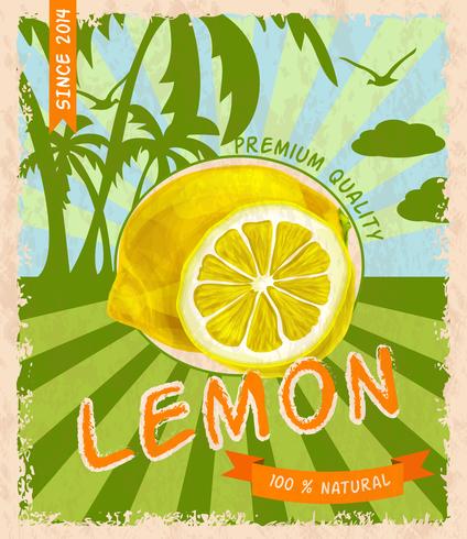 Lemon retro poster vector