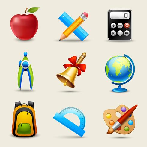 Realistic School Icons Set vector