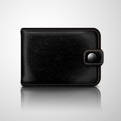 Classic black wallet leather textured vector