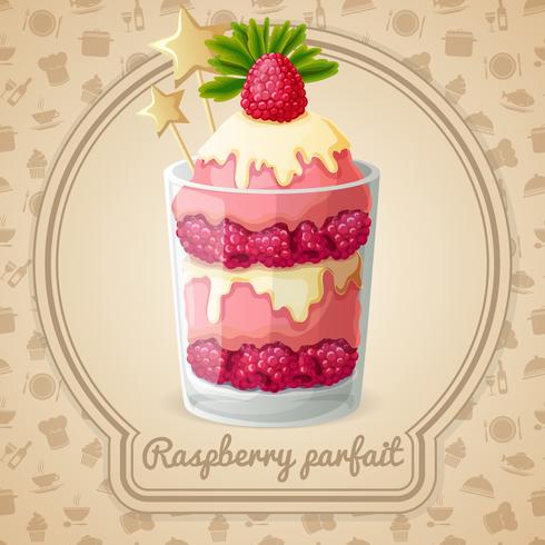 Raspberry parfait emblem vector