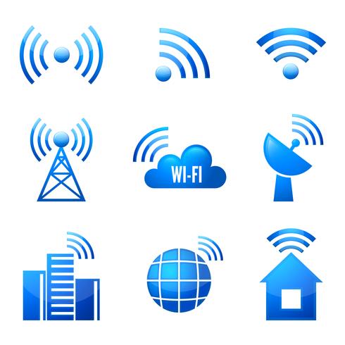 Conjunto de iconos brillantes de Wi-Fi vector