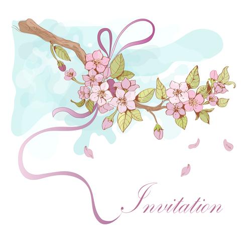 Sakura cherry invitation vector