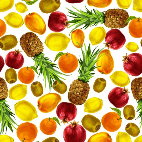 Tropical fruits seamless pattern vector