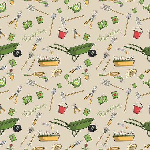 Garden tools seamless pattern vector